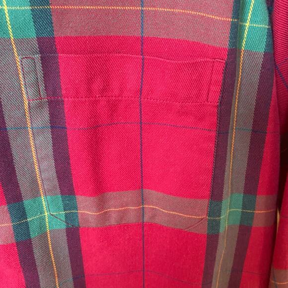 L.L. Bean Vintage Plaid Button Down Shirt Red Green Yellow Mens Size Medium - Picture 7 of 7